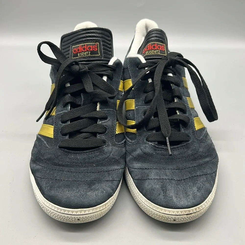 Navy Blue Adidas Busentiz Size 10.5 gold stripe - Picture 3 of 9